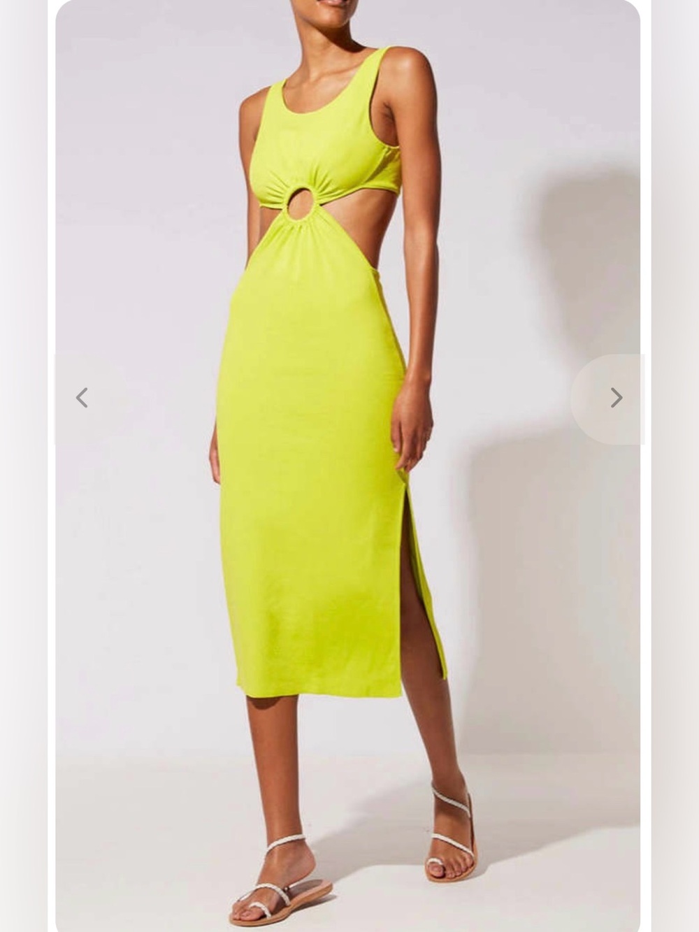 SOLID & STRIPED Neon Lime Cutout Midi Dress